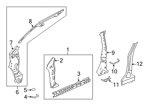 2012 Honda CR-V Center Pillar, Hinge Pillar Separator, L. Center Pillar (Inside) Diagram for 63624-T0A-A01