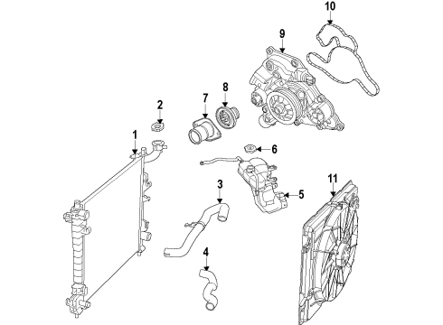 2019 Jeep Grand Cherokee Cooling System, Radiator, Water Pump, Cooling Fan Housing-THERMOSTAT Diagram for 53010923AA