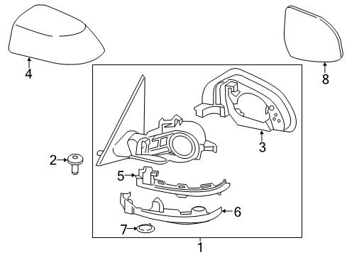 2017 BMW X4 Bulbs Outside Mirror Without Glass Heated Right Diagram for 51167479242