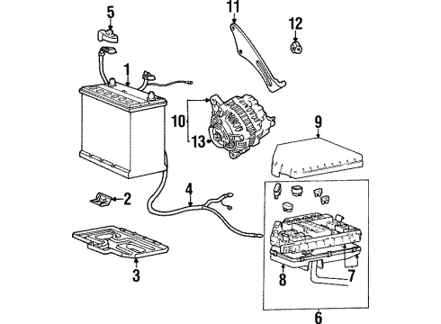 1996 Hyundai Elantra Alternator, Battery Relay And Fuse Box Kit Diagram for 91840-29A01