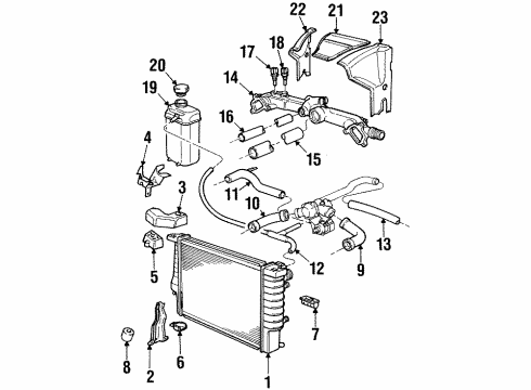 1995 BMW 850Ci Radiator & Components Water Hose Assy Diagram for 11531741417