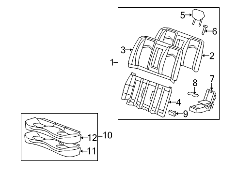 2011 Cadillac CTS Rear Seat Components Seat Cover Diagram for 25909192