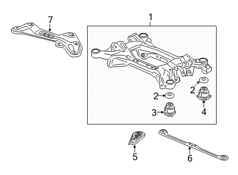 2012 Acura TL Suspension Mounting - Rear Stay, Rear Sub-Frame Mounting (Rear) Diagram for 50375-TK4-A00