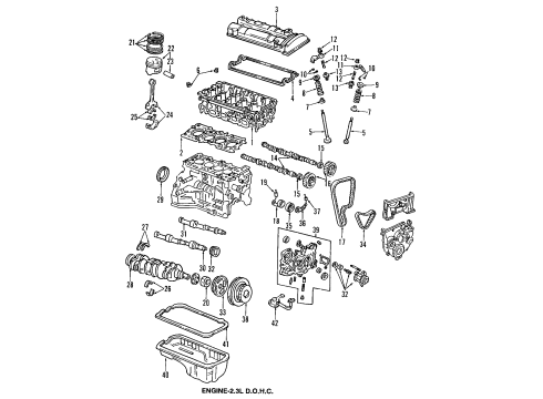 1996 Honda Prelude Engine Parts, Mounts, Cylinder Head & Valves, Camshaft & Timing, Variable Valve Timing, Oil Cooler, Oil Pan, Oil Pump, Balance Shafts, Crankshaft & Bearings, Pistons, Rings & Bearings Pulley, Timing Belt Drive Diagram for 13621-P14-A01