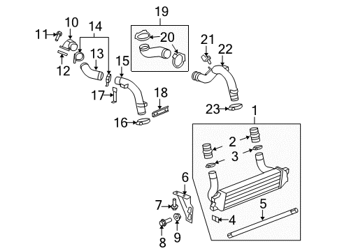 2007 Pontiac Solstice Powertrain Control Air Cooler Coolant Hose (Inlet) Diagram for 19129916