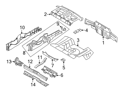 2005 Ford Mustang Rear Body Floor Pan Diagram for 5R3Z-6311215-AA