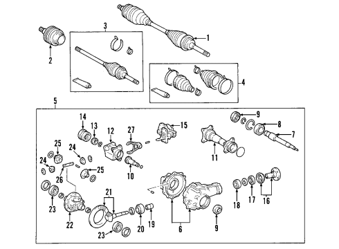 2000 Toyota Tundra Front Axle, Axle Shafts & Joints, Differential, Drive Axles, Propeller Shaft Outer Boot Diagram for 04438-0C020