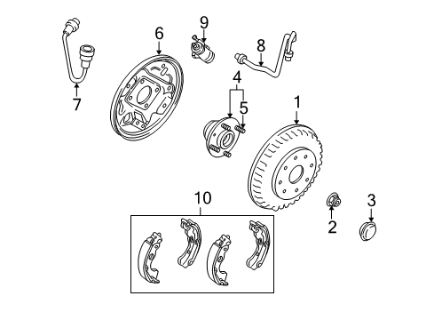 2004 Kia Spectra Brake Components Brake Rear Pipe, Left Diagram for 0K2N143660