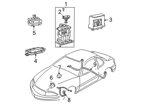 2002 Pontiac Grand Am ABS Components Module Asm, Electronic Brake Control Diagram for 12231867