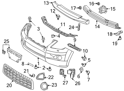 2008 Lexus LX570 Parking Aid Cover, Front Bumper Hole, RH Diagram for 52127-60050