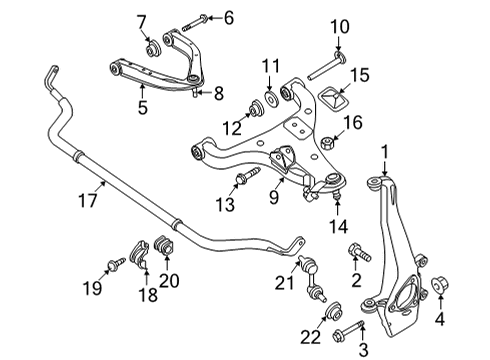 2022 Nissan Frontier Suspension Components, Stabilizer Bar & Components Link COMPL-FRT Suspension UPPR Diagram for 54525-EA00A