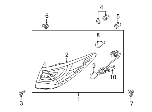 2011 Hyundai Tucson Bulbs Lens & Housing-Rear Combination Outside Lamp, RH Diagram for 92420-2S050