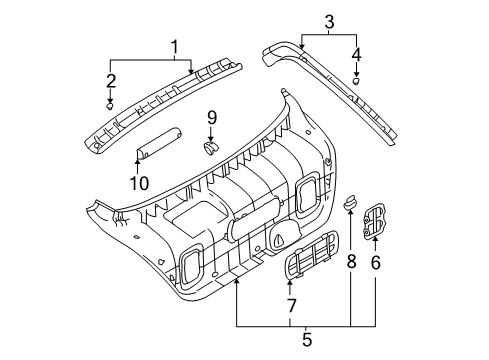 2005 Hyundai Elantra Interior Trim - Lift Gate Tail Gate Grip Handle Diagram for 81755-2D200