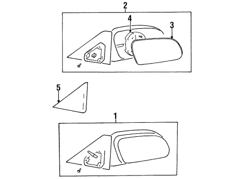 1997 Hyundai Accent Outside Mirrors Cover-Front Door Quadrant Inner RH Diagram for 87662-22010