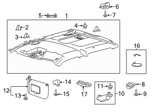 2022 Ford F-150 Interior Trim - Cab Headliner Clip Diagram for -W716934-S900