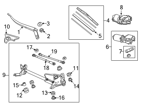 2011 Acura ZDX Wiper & Washer Components Link , Front Wiper (Lh) Diagram for 76530-SZN-A01