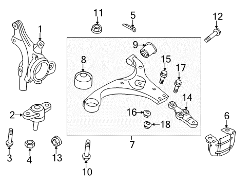 2012 Kia Forte Front Suspension Components, Lower Control Arm, Stabilizer Bar Protector-Dust Cover Diagram for 517702L000