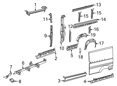 2021 Ram ProMaster 3500 Inner Structure - Side Panel REINFMNT-Side Panel Diagram for 68134081AA