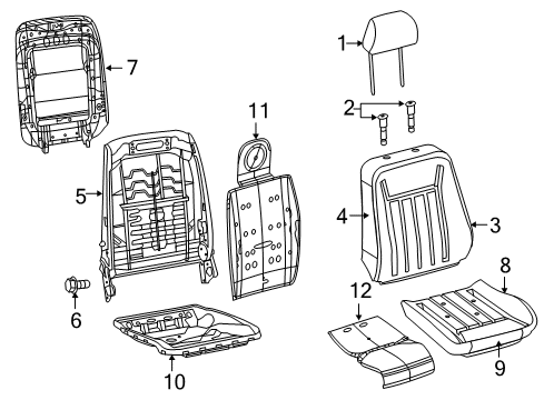 2014 Chrysler 300 Front Seat Components Seat Cushion Foam Diagram for 68138323AA