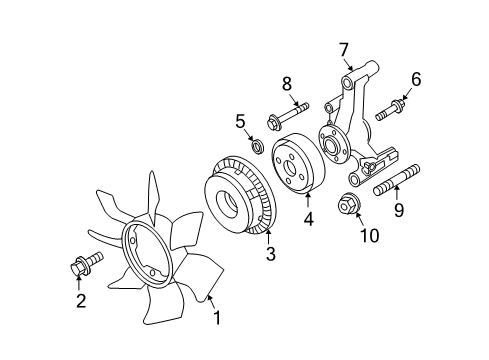 2010 Nissan Titan Cooling System, Radiator, Water Pump, Cooling Fan Pulley-Fan & Water Pump Diagram for 21051-7S010