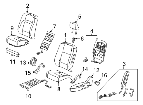 2011 Acura ZDX Front Seat Components Headrest (Gray) Diagram for 81140-SZN-A02ZA