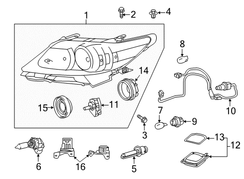 2013 Lexus ES300h Headlamps Headlamp Leveling Computer Assembly Diagram for 89960-33490