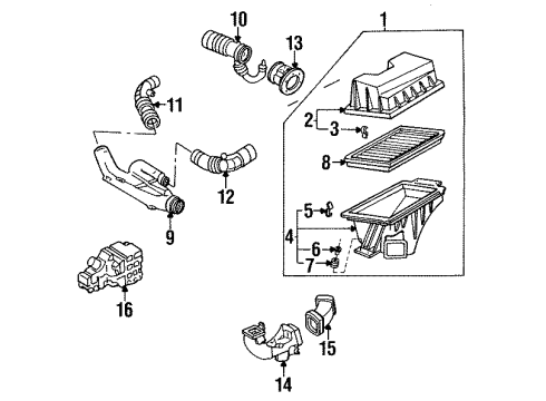 1995 Infiniti J30 Powertrain Control Cover Assembly-Air Cleaner Diagram for 16526-10Y15