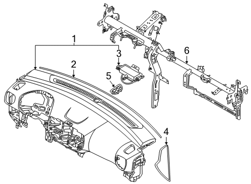 2022 Hyundai Venue Cluster & Switches, Instrument Panel Cover Assembly-C/PAD Main Side, LH Diagram for 84780-K2000-NNB