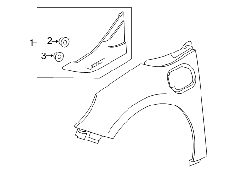 2016 Chevrolet Volt Exterior Trim - Fender Upper Molding Diagram for 84178716