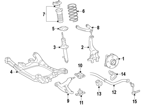 2021 Lexus IS350 Front Suspension Components, Lower Control Arm, Upper Control Arm, Stabilizer Bar Hub & Bearing Assy Diagram for 43560-53020