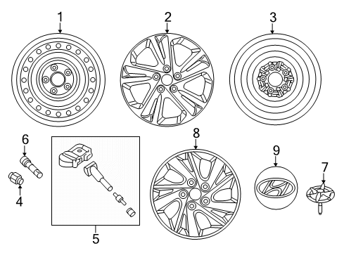 2017 Hyundai Elantra Wheels, Covers & Trim Steel Wheel Assembly Diagram for 52910-F2000