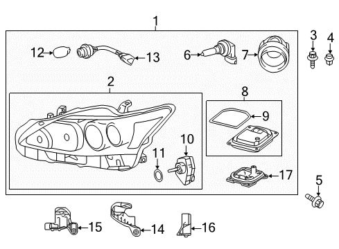2015 Lexus CT200h Headlamps Sensor Sub-Assembly, Height Control Diagram for 89407-76010