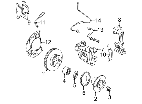 2005 BMW X3 Front Brakes Protection Plate Left Diagram for 34113411871