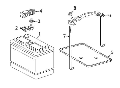 2019 Toyota Tacoma Battery Battery Holder Diagram for 74404-04050