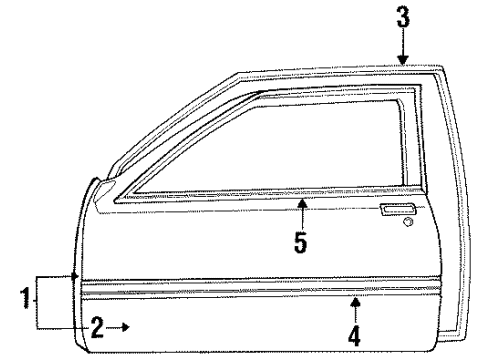 1995 Chrysler LeBaron Door & Components, Exterior Trim Molding-Door Diagram for 5066297AA