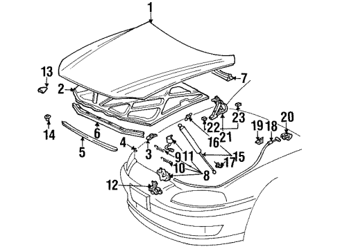 1992 Lexus SC400 Hood & Components Seal, Hood To Cowl Top Diagram for 53383-24030