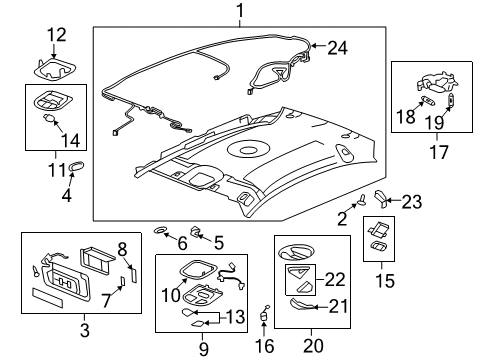 2011 Chevrolet Malibu Interior Trim - Roof Plate Asm, Roof Console Accessory Switch Trim Diagram for 25871852