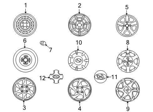 2001 Hyundai Elantra Wheels, Covers & Trim Aluminium Wheel Assembly Diagram for 52910-2D201