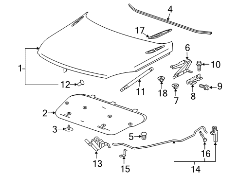 2011 Buick Regal Hood & Components, Exterior Trim Latch Diagram for 20938335