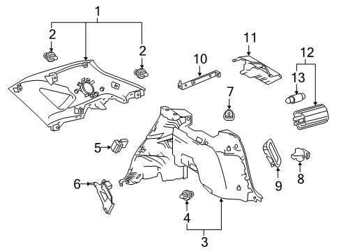 2020 Lexus NX300h Interior Trim - Quarter Panels Bracket, Deck Side Trim Diagram for 61653-78010