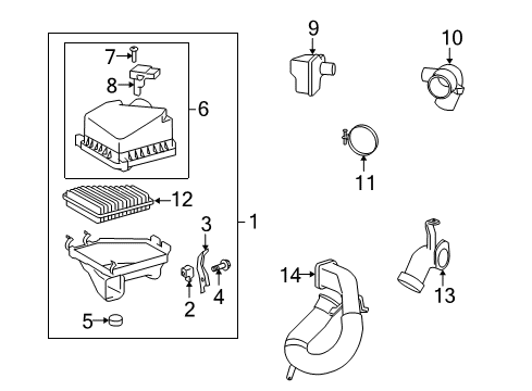 2008 Scion xB Powertrain Control Air Cleaner Assembly Stay Diagram for 17706-22010