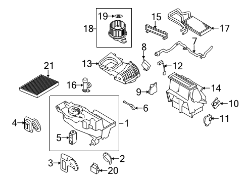 2014 Ford Flex A/C Evaporator & Heater Components Heater Core Diagram for CG1Z-18476-B