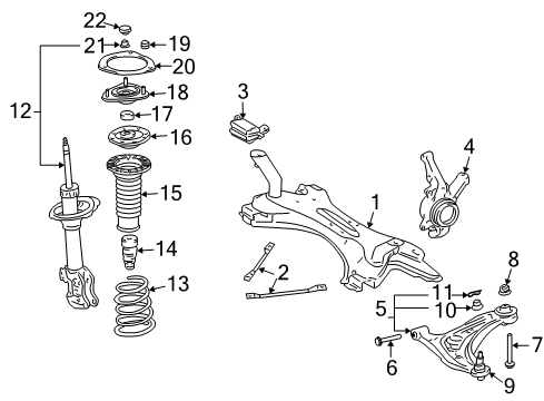 2005 Scion xB Front Suspension Components Bearing Diagram for 90369-38021