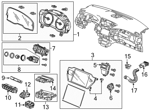 2017 Acura RLX Cluster & Switches, Instrument Panel Switch Assembly, Multi Vis Diagram for 35825-TY2-A12