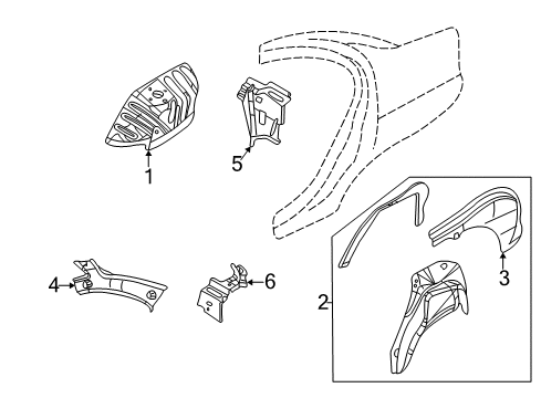 2005 Dodge Neon Inner Structure - Quarter Panel Panel-Rear WHEELHOUSE Diagram for 5014441AD