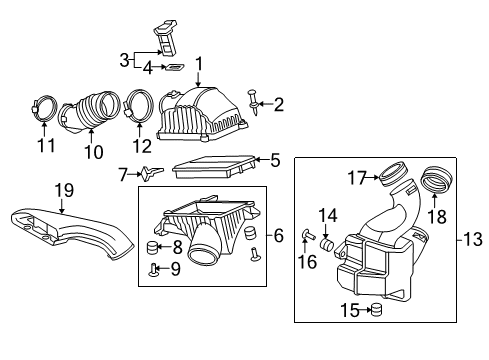 2012 Honda Pilot Powertrain Control Element Assembly, Air Cleaner Diagram for 17220-RN0-A00