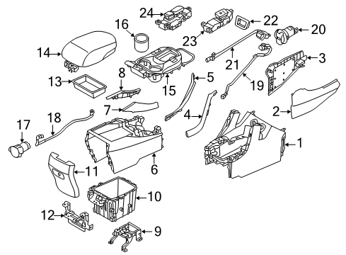 2014 Hyundai Santa Fe Sport Heated Seats Cover Assembly-Console Rear Diagram for 84670-4Z000-NBC