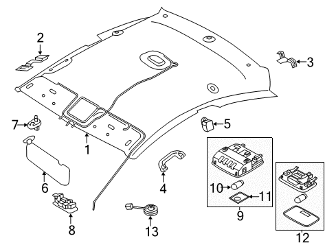 2013 Hyundai Elantra Coupe Interior Trim - Roof Microphone-Handsfree Diagram for 96575-1M010-TX