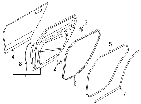 2020 Kia K900 Rear Door W/STRIP Assembly-Rr Dr R Diagram for 83185J6000