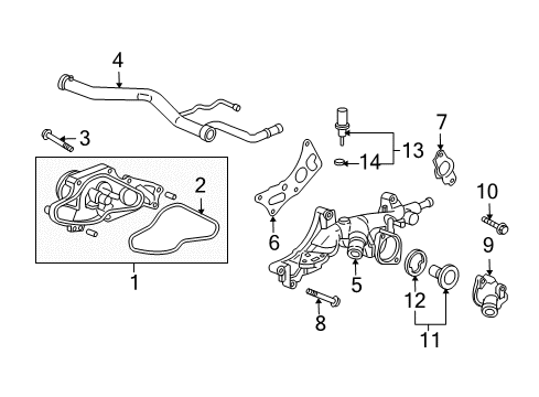 2003 Honda Accord Powertrain Control Passage, Water Diagram for 19410-RCA-A00